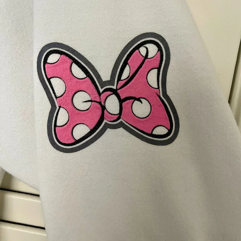 Disney Parks Minnie Mouse Varsity White Zip Hoodie - Picture 4 of 7